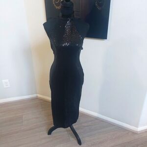 NWT Pretty Little Thing Women's Black Sequin Backless Dress Size 8